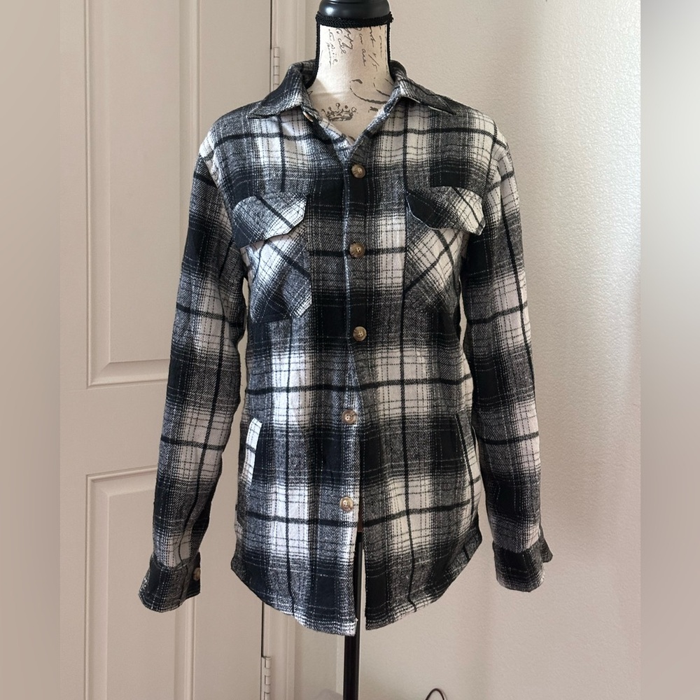 Men's Cotton Sherpa Lined Button Down Flannel Shirt Jacket Plaid Soft Outdoor